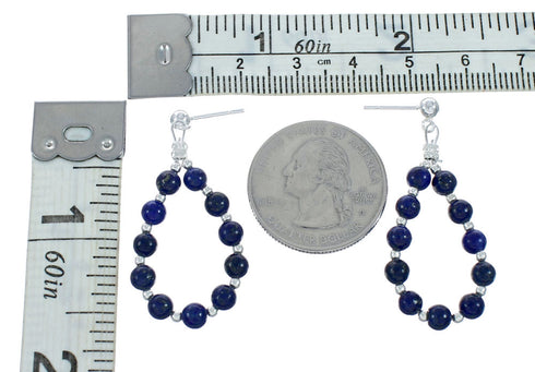 Lapis Bead Post Sterling Silver Dangle Earrings X10278
